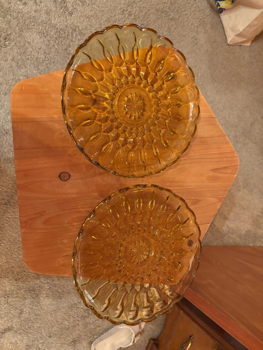 Amber Glass Serving plates, vintage Set of 2